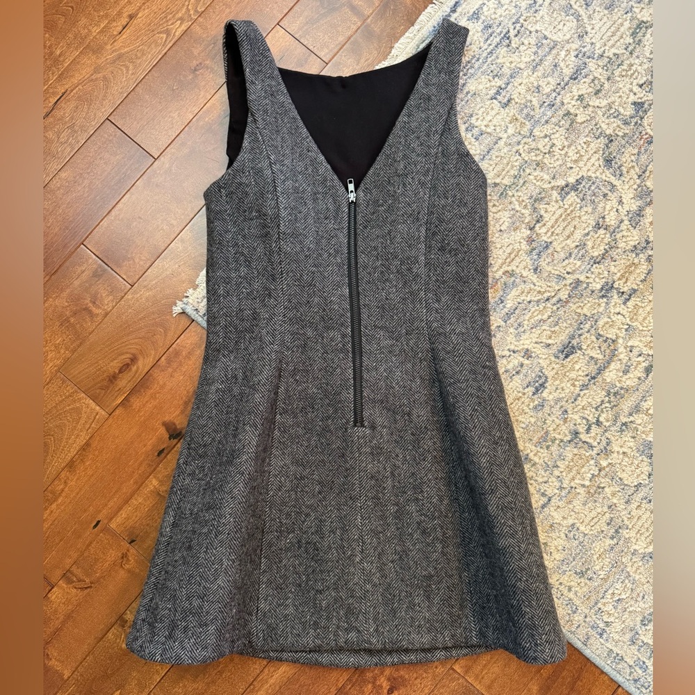 Reformation Charcoal Herringbone Midi Dress - Picture 3 of 4